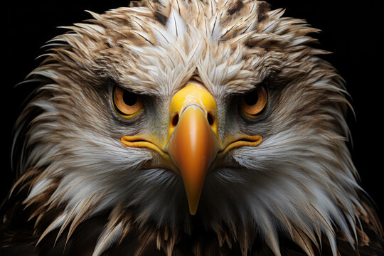 Close Up of a Head of Bald Eagle, Bird, Wild Animal. Generative AI