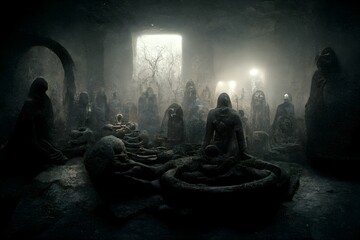 Ritual dark underground scary ancient hq high render quality  - obrazy, fototapety, plakaty
