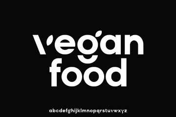 Unique modern bold sans serif vegan food alphabet display font vector