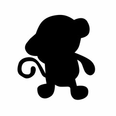 Cute monkey silhouette vector illustration