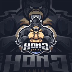 Kingkong Mascot Esport Logo Design Illustration For Gaming Club