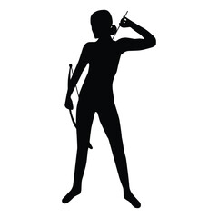 silhouette of the movements and body shape of an archer