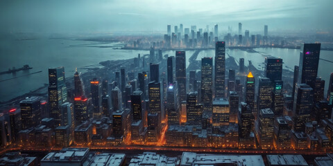 Aerial photography of modern cities at night