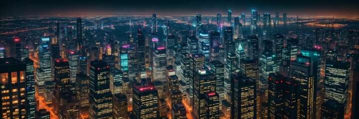 Aerial photography of modern cities at night