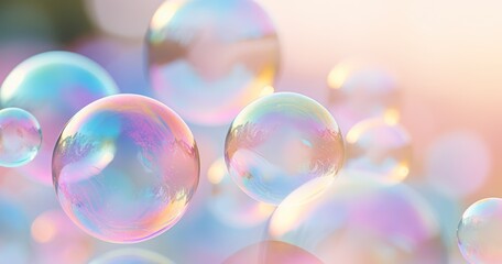 soap bubbles floating in the air