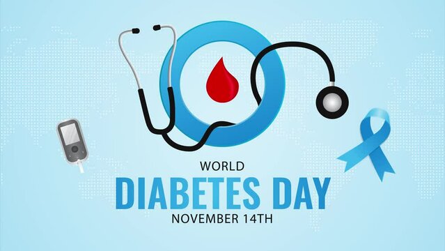 world diabetes day november 14th animation with diabetes icon illustration