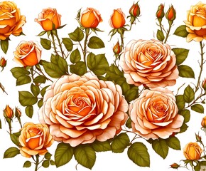 A Thanksgiving-themed bouquet of orange roses with green leaves on a white background