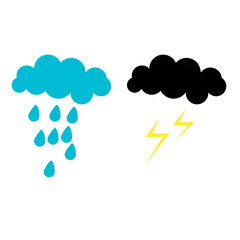 thundercloud and rain icons on a white background