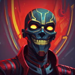Stylized sinister rictus grin