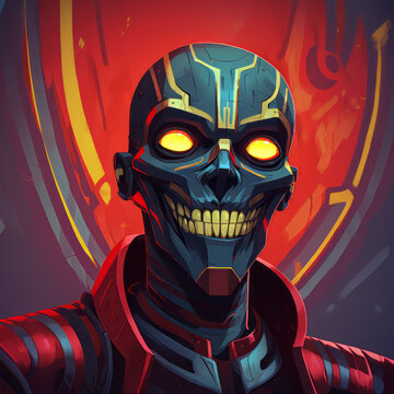 Stylized sinister rictus grin