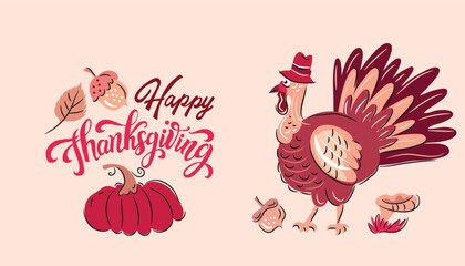 Happy Thanksgiving day template autumn banner