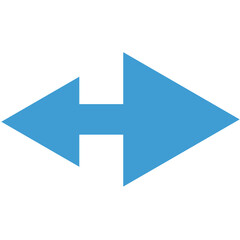 Digital png illustration of two blue arrows with copy space on transparent background