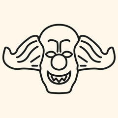 Vector Line art illustration horror clown. Simple outline clown. halloween scary clown
icon lineart for the illustration design, website and graphic design.