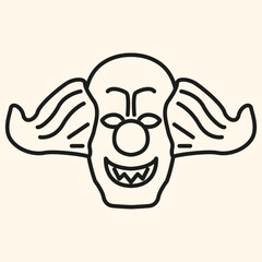 Vector Line art illustration horror clown. Simple outline clown. halloween scary clown
icon lineart for the illustration design, website and graphic design.