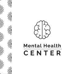 Digital png illustration of mental health center text with floral pattern on transparent background