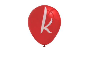 Digital png illustration of white k letter on red ballon on transparent background