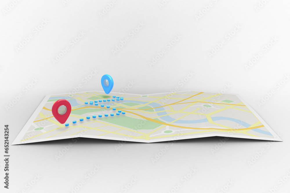Poster digital png illustration of map with blue and red map points on transparent background