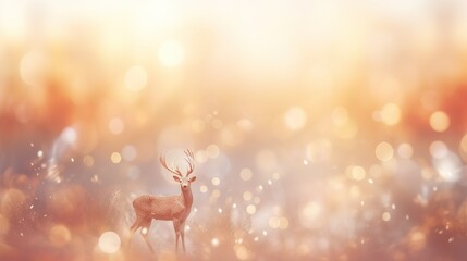 Obraz na płótnie Canvas a deer standing in a field of grass with a blurry background. generative ai