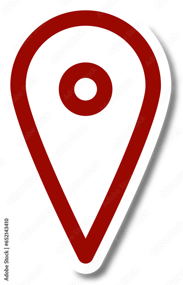 Poster digital png illustration of white and red map point with copy space on transparent background