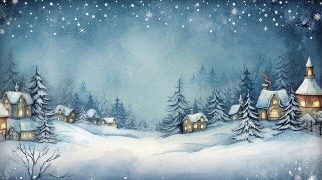 Cosy Christmas landscape background postcard