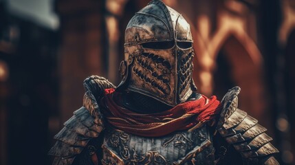 Man in knight armor - obrazy, fototapety, plakaty