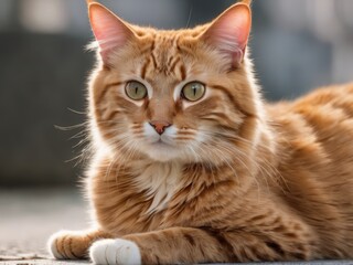 Obraz premium Cute cat with beautiful background creative AI design.
