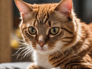 Fototapeta premium Cute cat with beautiful background creative AI design.