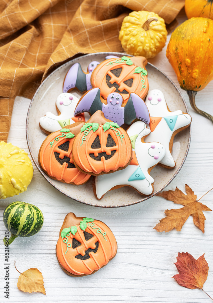 Wall mural multicolored halloween homemade cookies