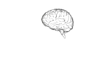 Digital png illustration of black ans transparent brain with copy space on transparent background