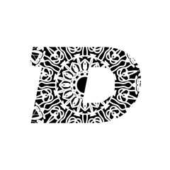 Number and Letter with Mandala. decorative ornament in ethnic oriental style. coloring book page