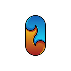Modern Elegant Ice Flame O Alphabet Symbol