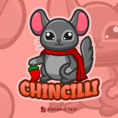 Cute Chincilla Logo Cartoon Character