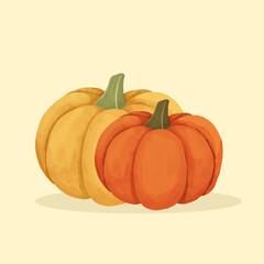 Water colour pumpkin vector illustration. Autumn, Halloween, and Thanksgiving concept design.
