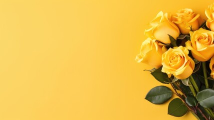 Yellow roses on yellow background