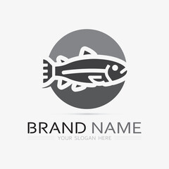 Fish abstract icon design logo template,Creative vector symbol of fishing club or online shop.