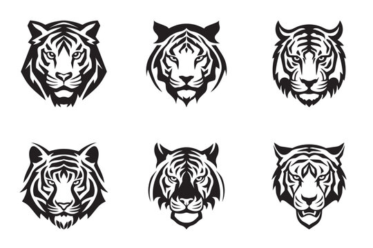 tiger head vector logo illustration design collection