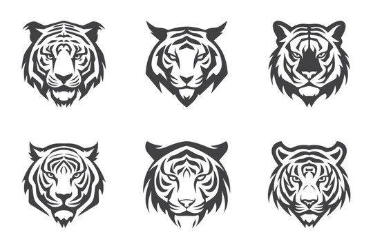 tiger head vector logo illustration design collection
