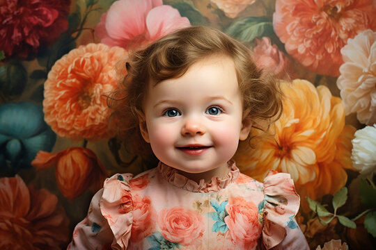 Studio Portrait Of Cute Little Baby Infant Smiling On Different Colours Background