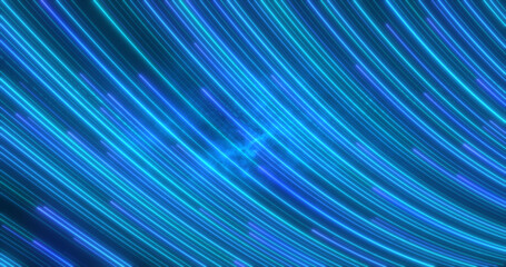 Abstract bright blue glowing flying waves from twisted lines energy magical background