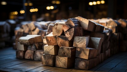 wood stored in a warehouse