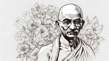 Mahatma Gandhi vector illustration. Gandhi Jayanthi. Image is generated with the use of an Artificial intelligence