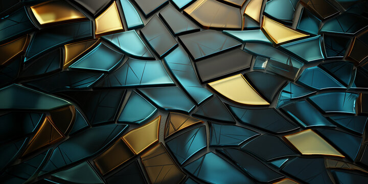 Abstrakte kunstvolle Tiffany Glas Mosaik Scheibe Hintergrund Motiv Nahaufnahme Querformat für Banner, ai generativ