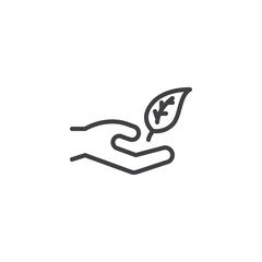 Hand with leaf line icon