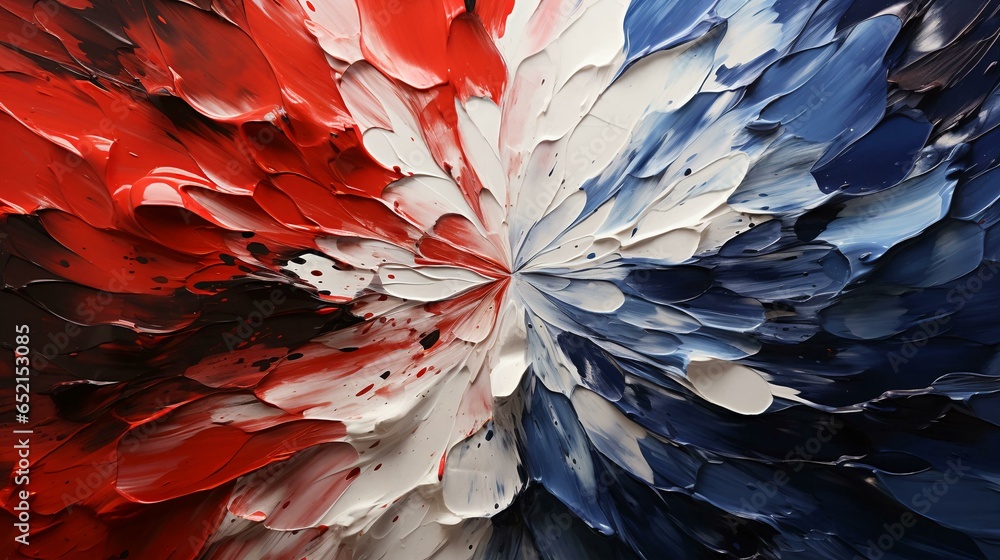 Poster abstract background of paint strokes in the form of waves and lines in blue red white colors of the 