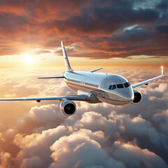Fototapeta premium Plane flying above a cloud. Travel concept