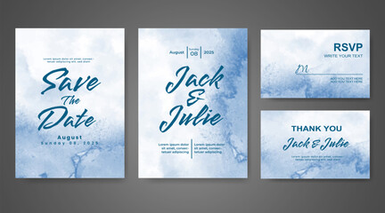 Wedding invitation with abstract watercolor background