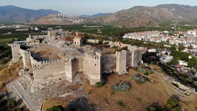 Turkey Selcuk castle drone view