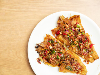 Seasoned grilled pollack on a plate