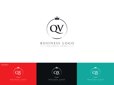 Initial Luxury QV Crown Logo, Minimal Qv vq Apparel Logo Icon Design