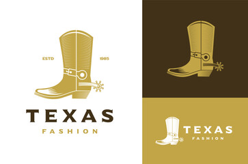 Texas Cowboy Boot Silhouette in Vintage Retro style Western Country symbol - obrazy, fototapety, plakaty